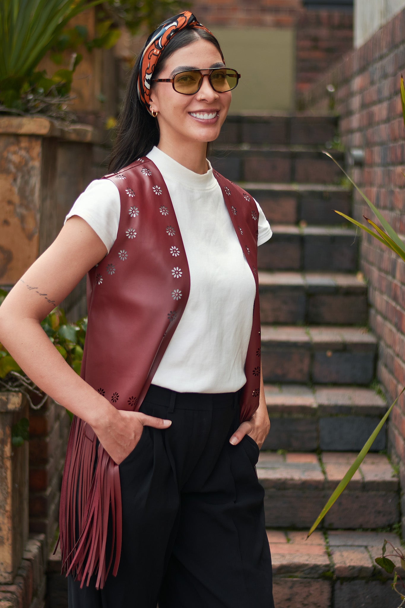 CHALECO COUNTRY ECOCUERO VINOTINTO