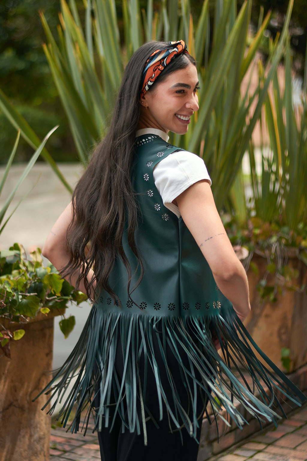 CHALECO COUNTRY ECOCUERO VERDE